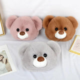 Teddy Bear Head Furry Bag Plush Chain Shoulder Diagonal Bag