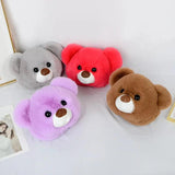Teddy Bear Head Furry Bag Plush Chain Shoulder Diagonal Bag