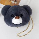 Teddy Bear Head Furry Bag Plush Chain Shoulder Diagonal Bag