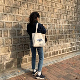 Women Cotton Shoulder Shopper Bags Characters Printing Purses Handbag