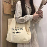 Women Cotton Shoulder Shopper Bags Characters Printing Purses Handbag