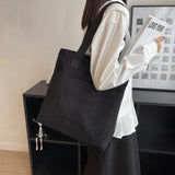 Corduroy Tote Bag for Women Kpop Girl Student Shoulder Shopping Eco Handbag