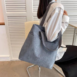 Corduroy Tote Bag for Women Kpop Girl Student Shoulder Shopping Eco Handbag