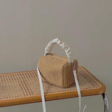 Summer Beach Straw Bag Women's Shoulder Crossbody Pleated Handle Handbag