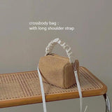Summer Beach Straw Bag Women's Shoulder Crossbody Pleated Handle Handbag