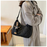 Canvas Women's Plaid Crossbody Bag Half Moon Handbag