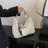 Canvas Women's Plaid Crossbody Bag Half Moon Handbag