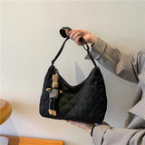 Canvas Women's Plaid Crossbody Bag Half Moon Handbag