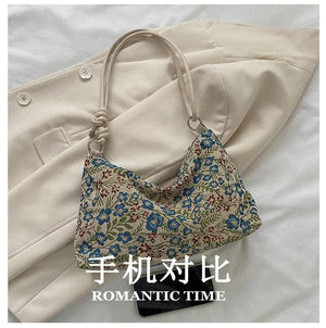 Canvas Floral Print Crossbody Bag Handbag