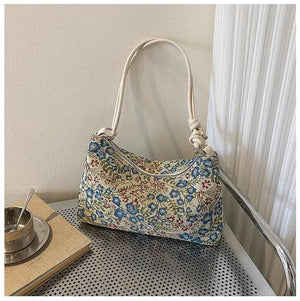Canvas Floral Print Crossbody Bag Handbag
