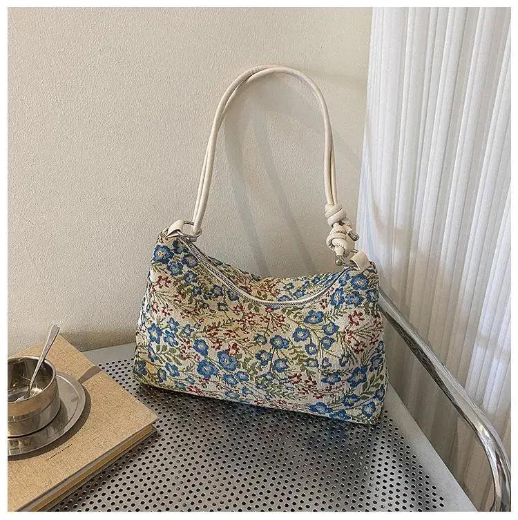 Canvas Floral Print Crossbody Bag Handbag