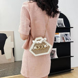 Summer Women's Straw Woven Chain Bag Casual Messenger Box Bag