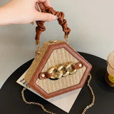Summer Women's Straw Woven Chain Bag Casual Messenger Box Bag
