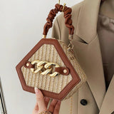 Summer Women's Straw Woven Chain Bag Casual Messenger Box Bag