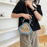 Summer Women's Straw Woven Chain Bag Casual Messenger Box Bag
