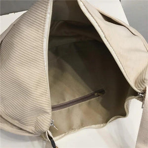 Vintage Corduroy Shoulder Bag Crossbody Half Moon Handbag