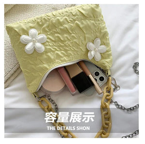 Nylon Flower Crossbody Bag Women's Handbag