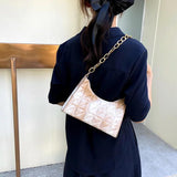 Plaid Quilted Women's Shoulder Bag Chain Crossbody Half Moon Handbag