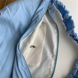 Women's Nylon Pleated Shoulder Bag with Zipper