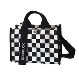 Plaid Canvas Handbag Small Square Tote Bag Japan Style Shoulder Messenger