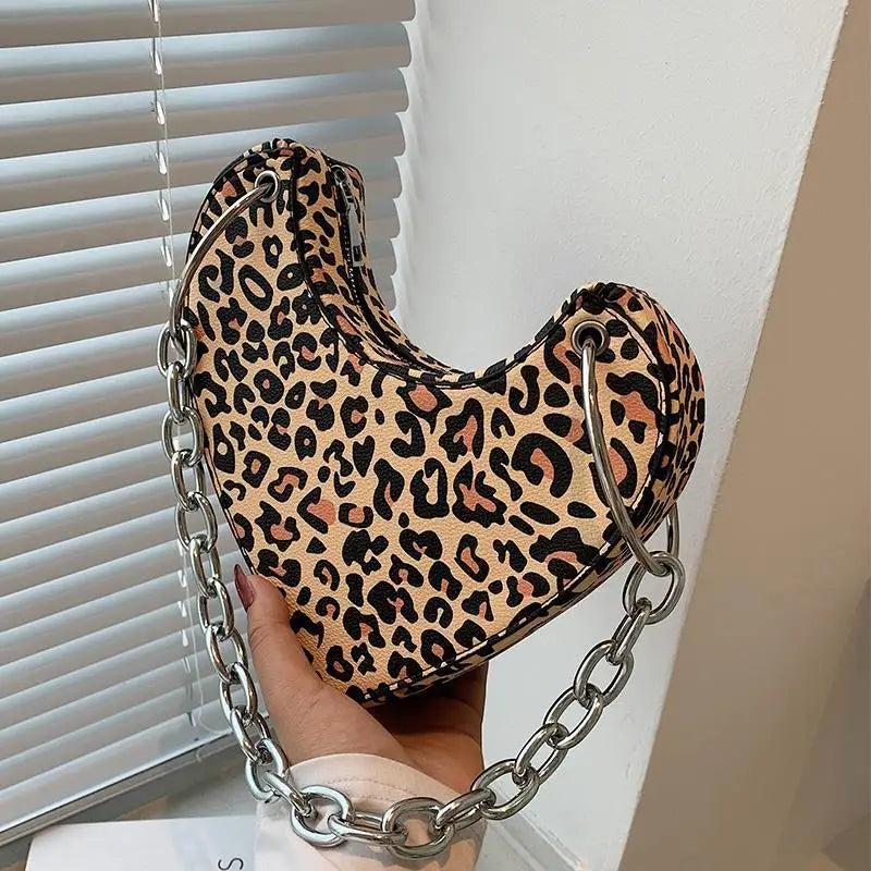 Leopard Chains Shoulder Bag Purses Handbags Girls Bag