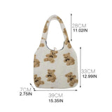 Women Lamb Like Fabrics Shoulder Tote Bag Fluffy Fur Bear Handbags