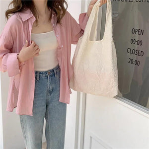 Embossed Shoulder Bag Female Eco Fabric Portable Flower Handbags