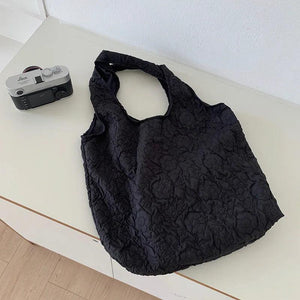 Embossed Shoulder Bag Female Eco Fabric Portable Flower Handbags