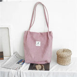 Women Corduroy Shoulder Bag Casual Large Capacity Canvas Handbag