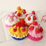 Mini Single Shoulder Bag Knitted Strawberry Cake Handbag Purse