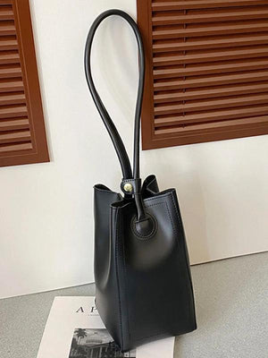 Barrel Shaped Tote Bag PU Leather Women's Handbag Solid Shoulder Bag