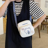 Cartoon Bear Student Shoulder Bag Casual Canvas Messenger Bag