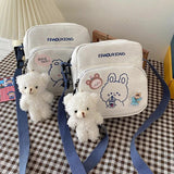 Cartoon Bear Student Shoulder Bag Casual Canvas Messenger Bag