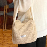 Winter Plush Mini Shoulder Bag - Fluffy Tote Handbag