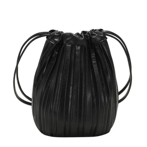 Small Folds PU Leather Bucket Crossbody Bag
