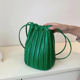 Small Folds PU Leather Bucket Crossbody Bag
