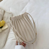 Small Folds PU Leather Bucket Crossbody Bag