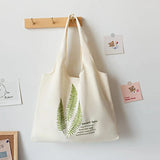 Flower Plant Printed Shoulder Handbag Reusable Shopper Casual Tote