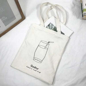 Women Canvas Shoulder Bag Print Shopping Bags Cotton Handbags Tote For Girls