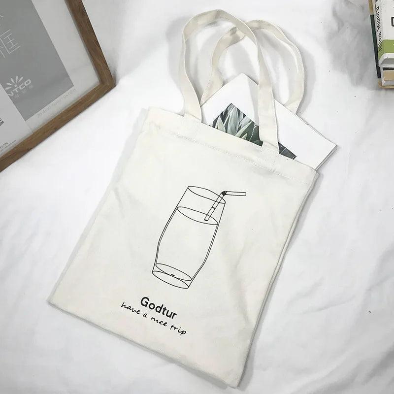 Women Canvas Shoulder Bag Print Shopping Bags Cotton Handbags Tote For Girls