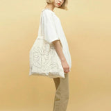 Canvas Daisy Print Shoulder Handbag Casual Tote Bag Large Capacity