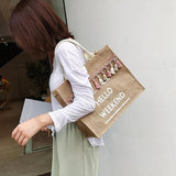 Large Capacity Linen Tote Bag for Women Handbags