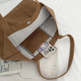 Corduroy Tote Bags for Women Foldable Shopper Eco-friendly Shoulder Bag