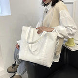 Corduroy Tote Bags for Women Foldable Shopper Eco-friendly Shoulder Bag