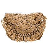 Summer Straw Tassel Beach Bag Rattan Woven Handbag Shoulder Crossbody Clutch