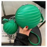 Green Ball Shape Handbag 2PCS/Set Purse Crossbody Bag For Women