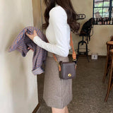 Vintage Mini Leather Crossbody Bag for Women Small Shoulder Messenger Bag