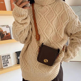 Vintage Mini Leather Crossbody Bag for Women Small Shoulder Messenger Bag