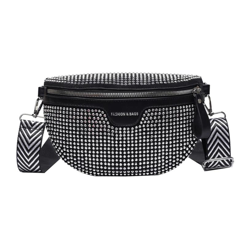 Fanny Belt Pack PU Messenger Bags Diamonds Crossbody Cosmetics Shopper Purse