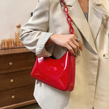 French Glossy Patent Leather Underarm Bag For Women